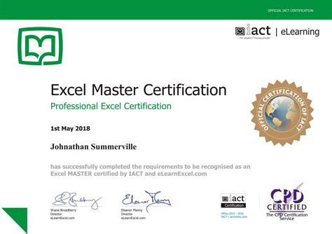 microsoft excel certifications